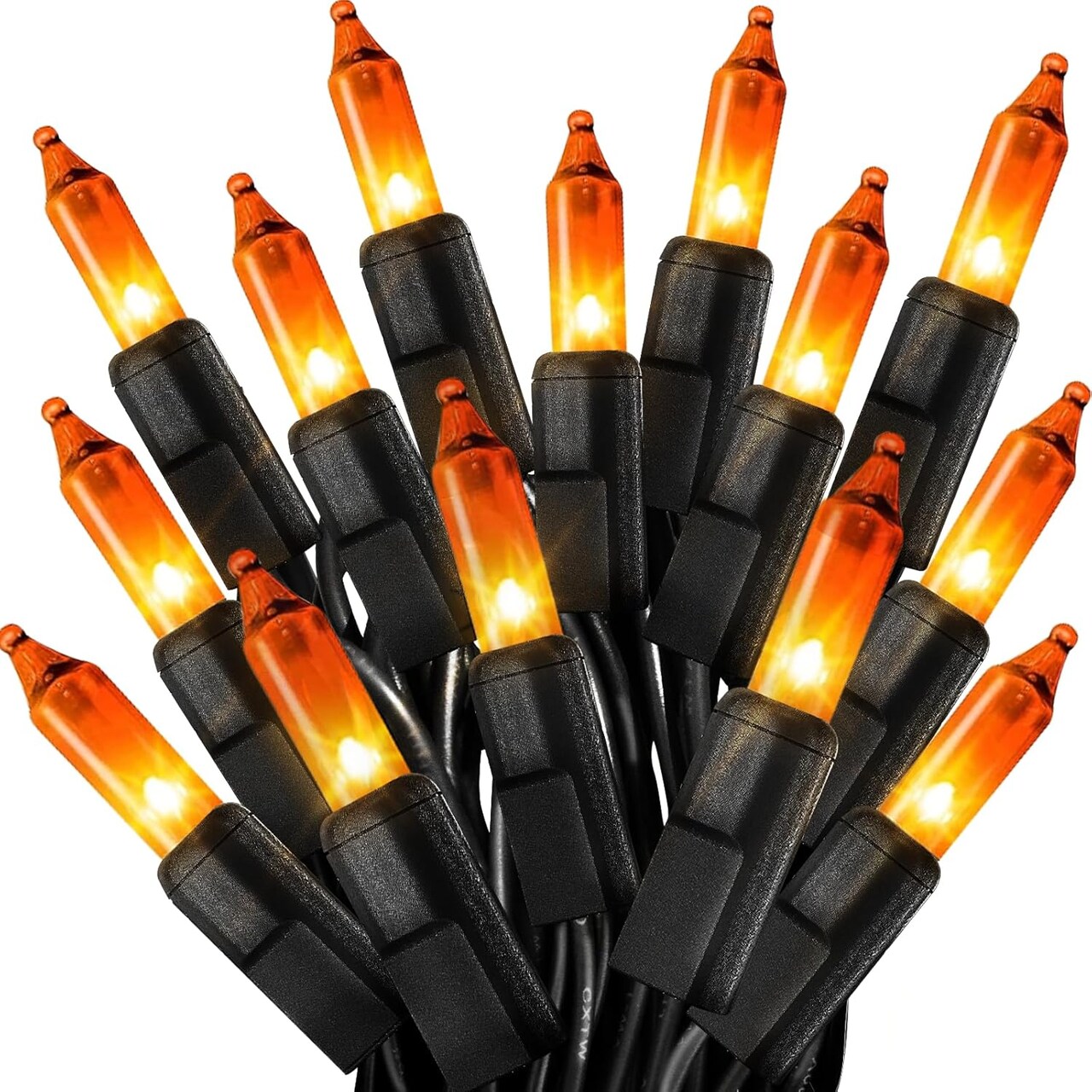 Halloween Orange String Lights – 50FT, 200 Count Incandescent Connectable Lights (Orange Black Wire)